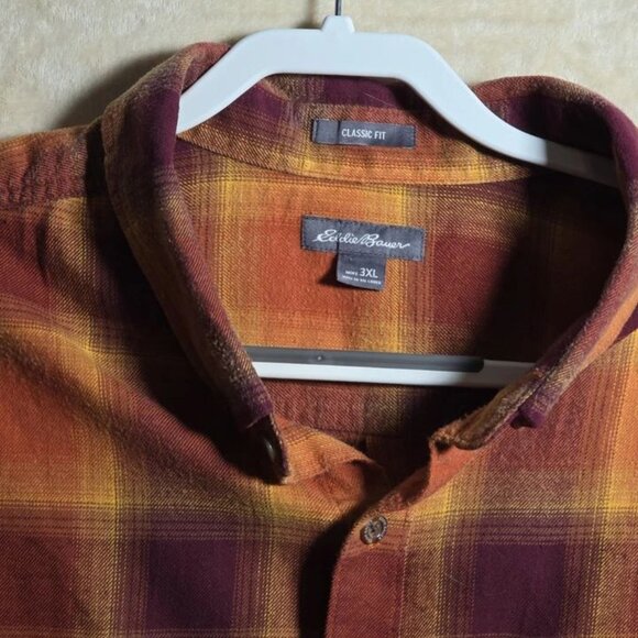 Eddie Bauer Classic Fit Flannel Shirt Mens 3XL Plaid Button Front Long Sleeve454 - Picture 2 of 7